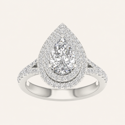 Lab Grown Diamond 2 CT Pear Cut Double Halo Ring