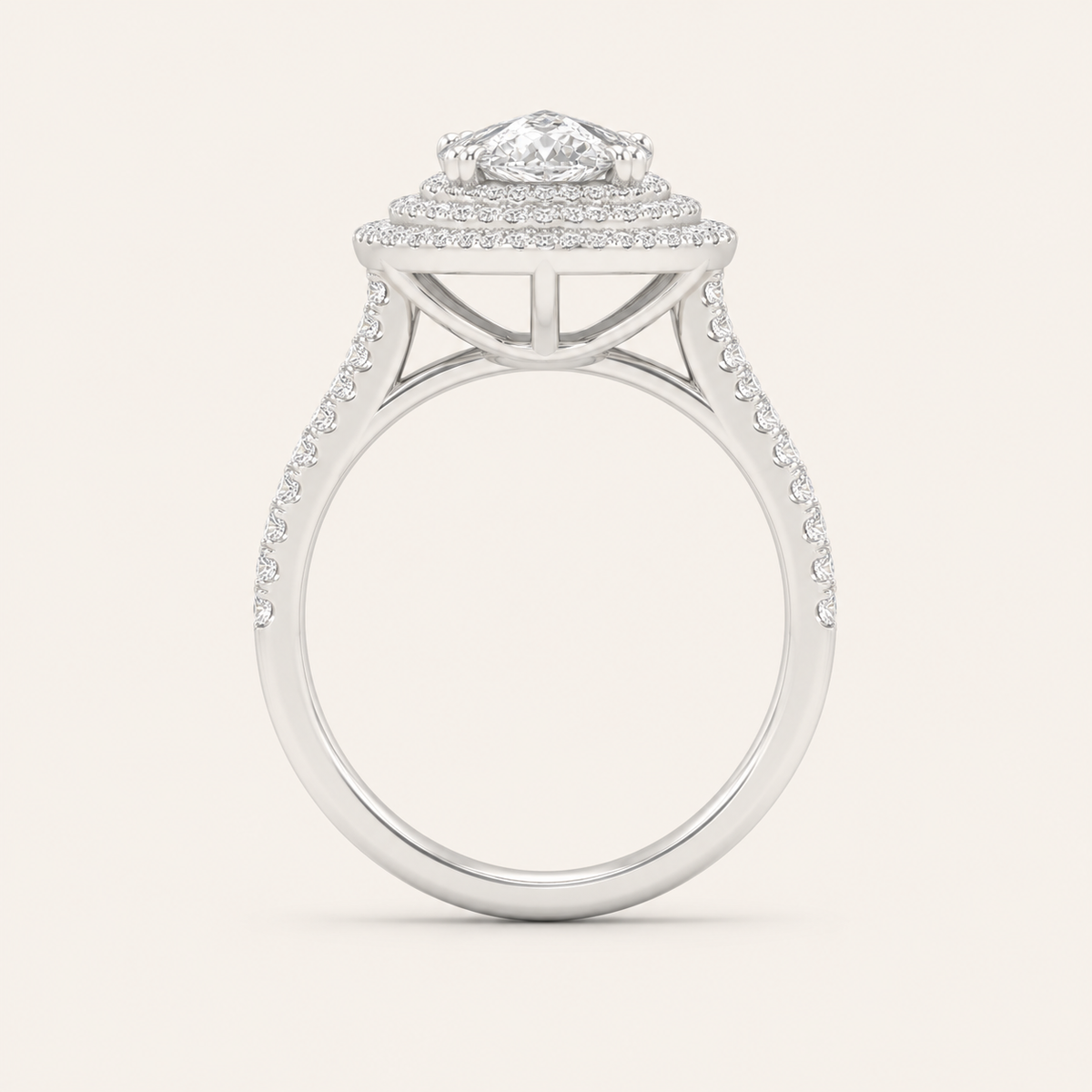 Lab Grown Diamond 2 CT Pear Cut Double Halo Ring