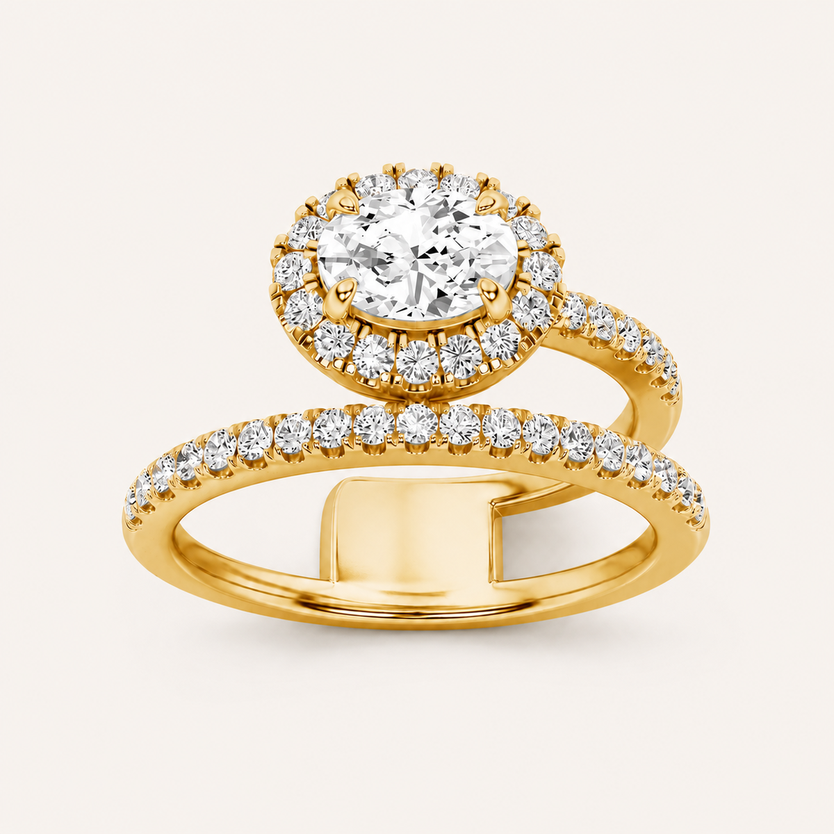 Lab Grown Diamond 1.00 CT Oval Cut Halo Ring