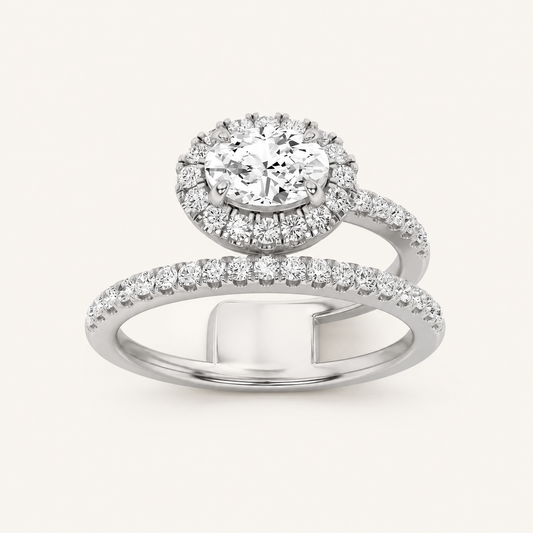Lab Grown Diamond 1.00 CT Oval Cut Halo Ring
