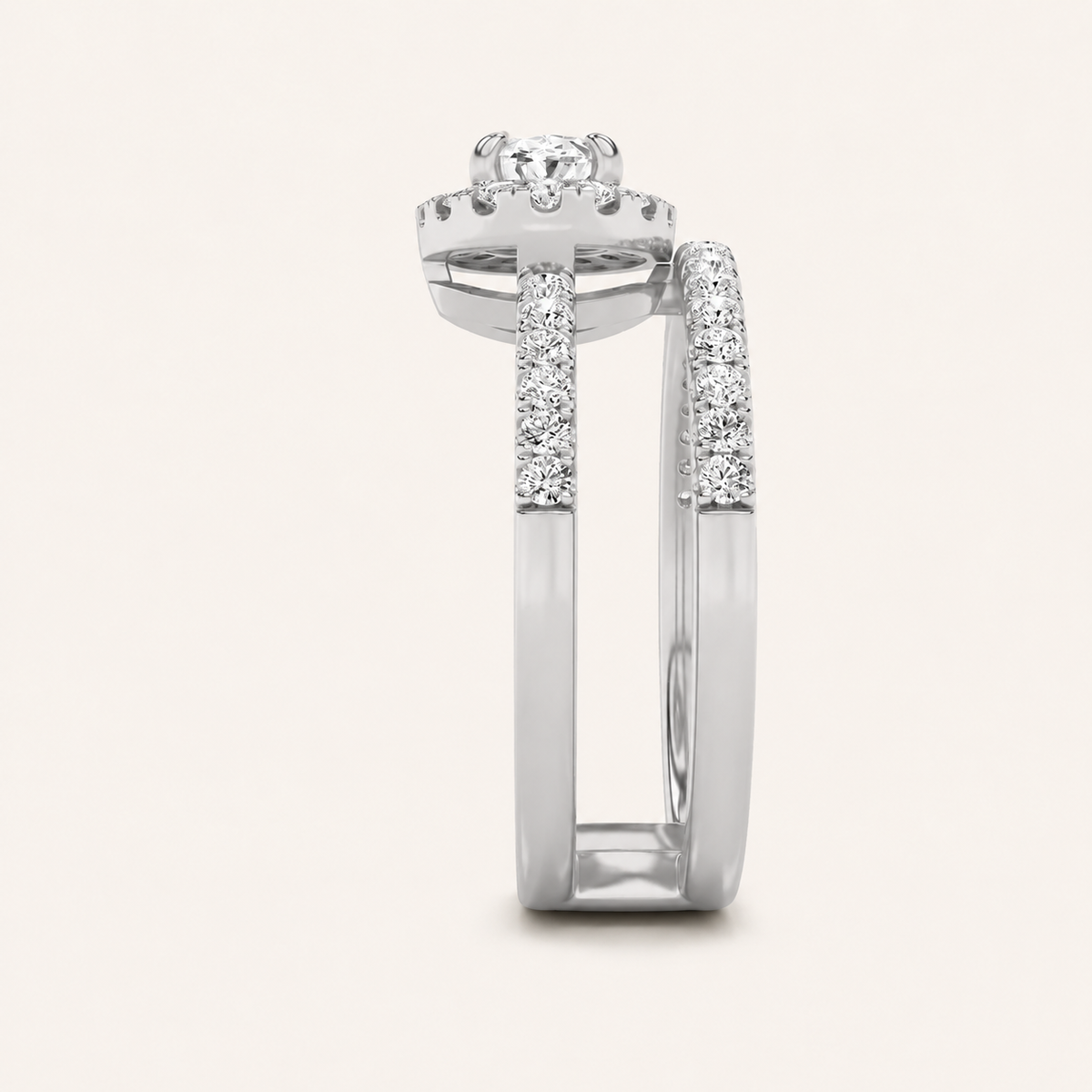 Lab Grown Diamond 1.00 CT Oval Cut Halo Ring