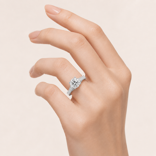 Lab Grown Diamond 2.00 CT Round Cut Hidden Halo Ring