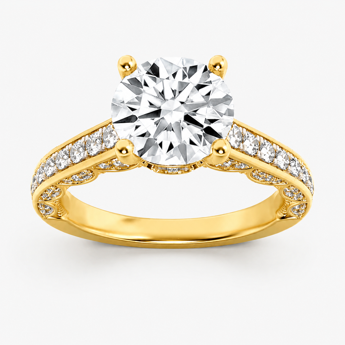 Lab Grown Diamond 2.00 CT Round Cut Hidden Halo Ring