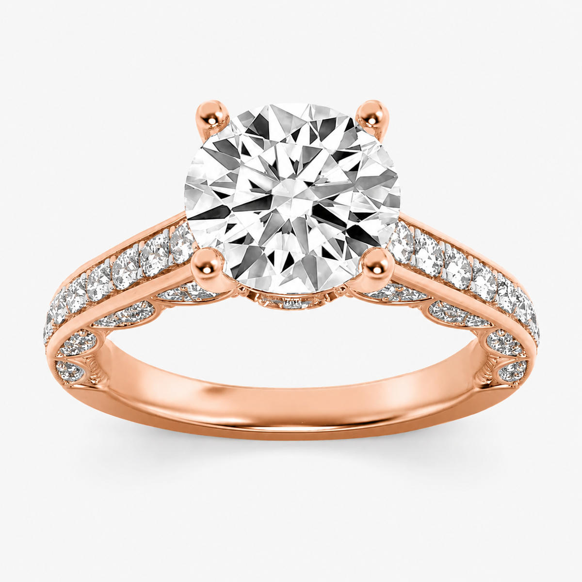 Lab Grown Diamond 2.00 CT Round Cut Hidden Halo Ring