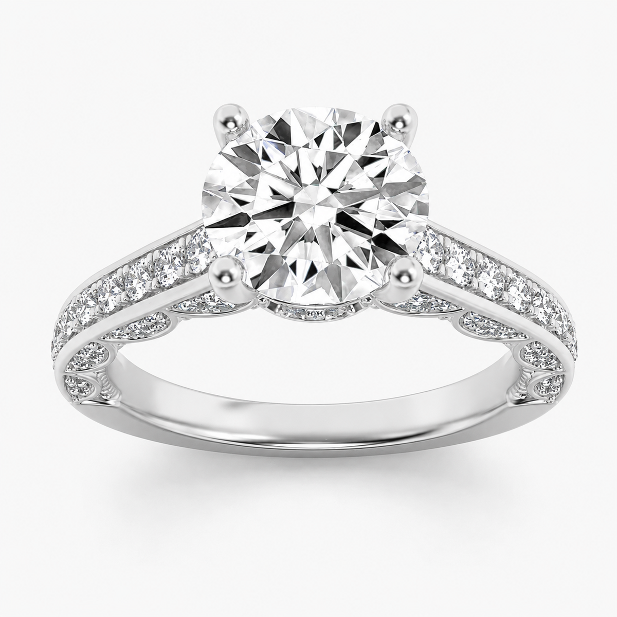 Lab Grown Diamond 2.00 CT Round Cut Hidden Halo Ring