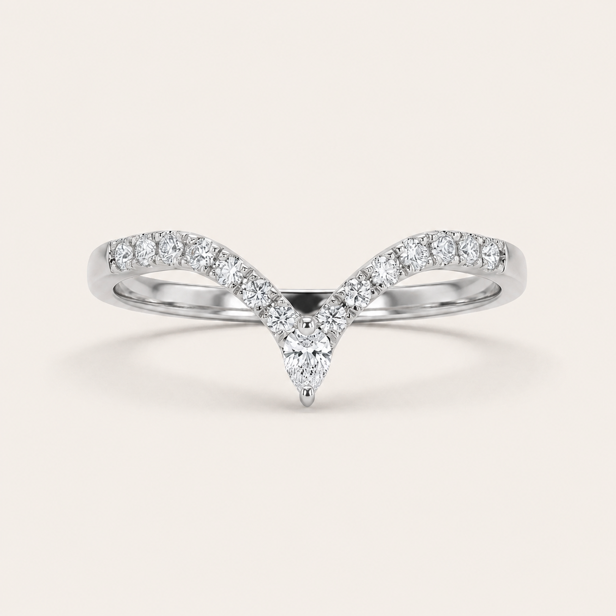 Moissanite 0.22 CT Pear & Round Cut Diamond Ring