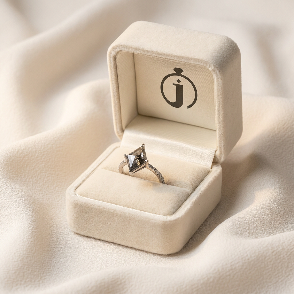 1.40 CT Kite Cut Salt and Pepper Diamond Cluster Ring