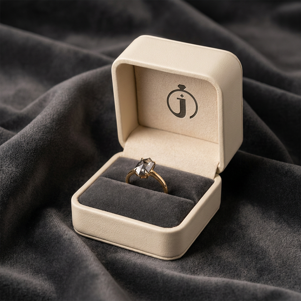 1.10 CT Hexagon Cut Salt and Pepper Diamond Solitaire Ring (V-Artdeco)