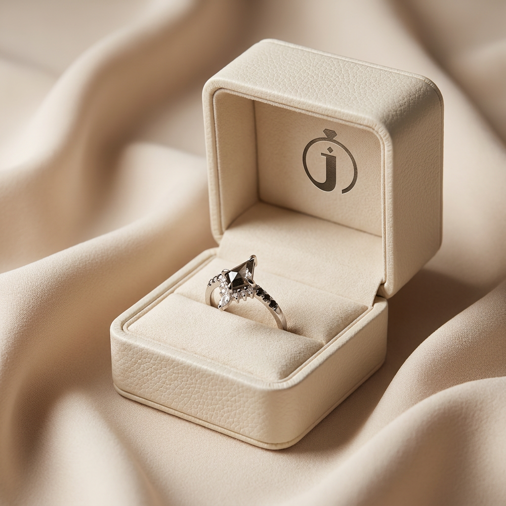 1.25 CT Kite & Round Cut Salt and Pepper Diamond Cluster Ring