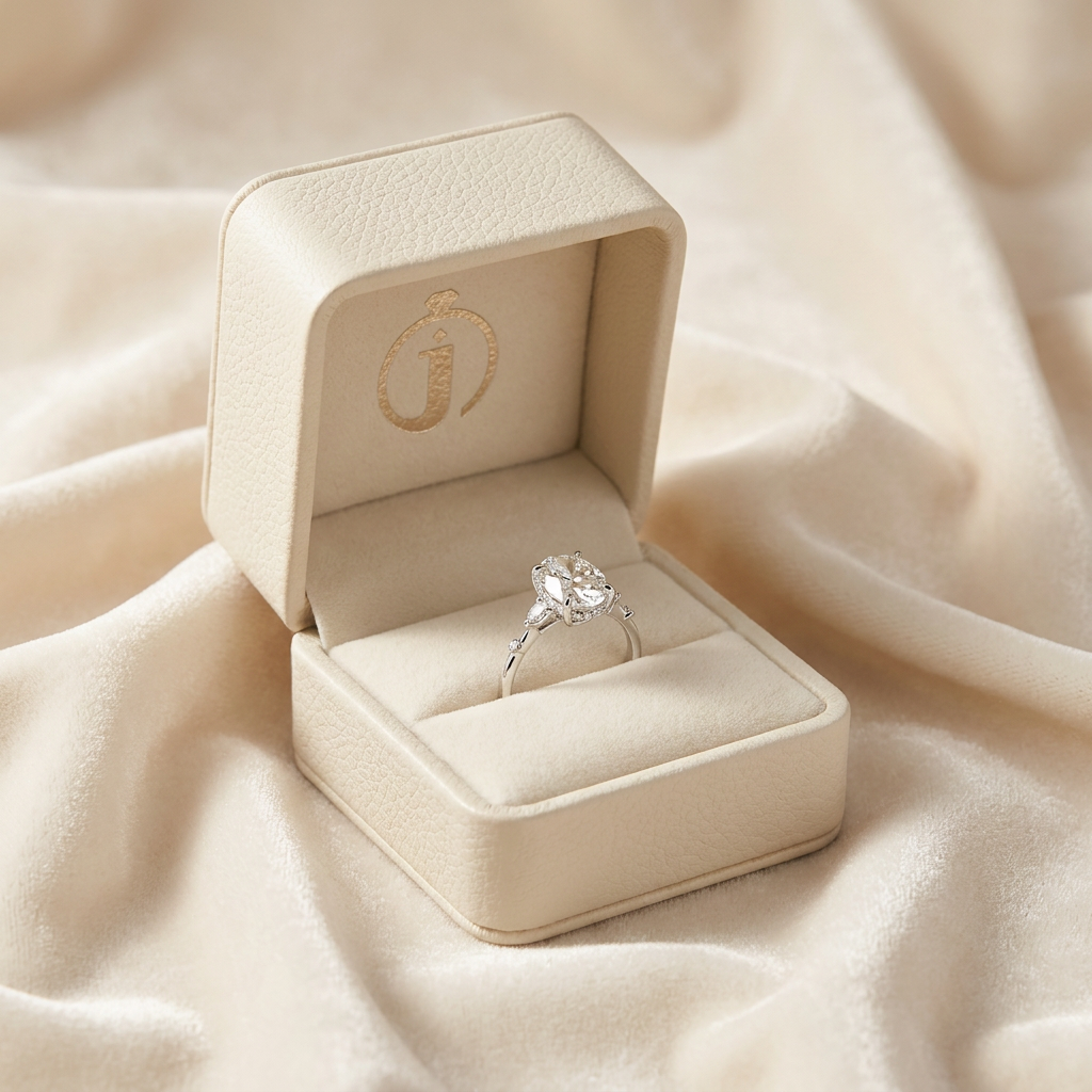 Moissanite 4.50 CT Oval & Pear Cut Diamond Three Stone Ring