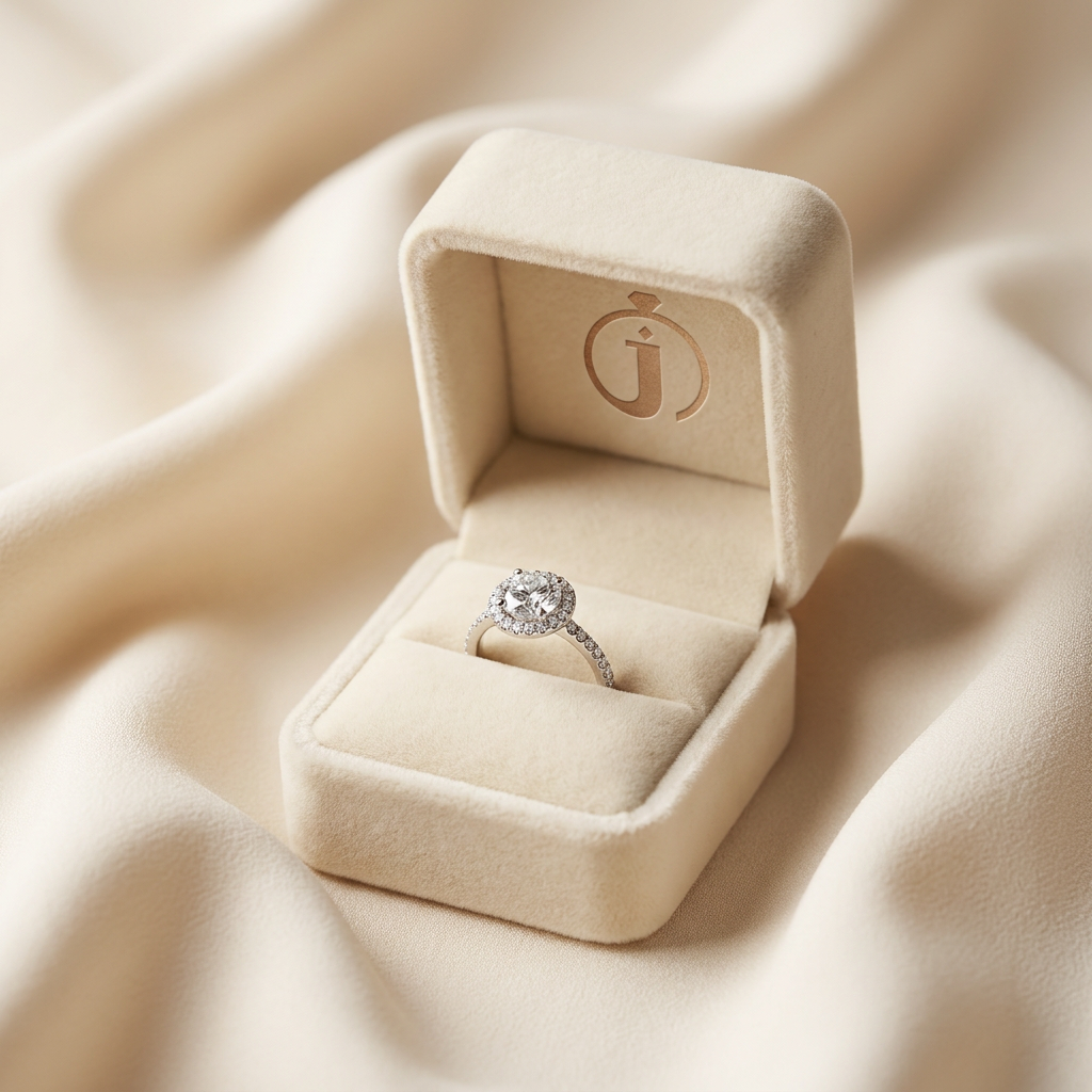 Moissanite 1.00 CT Round Cut Diamond Halo Ring