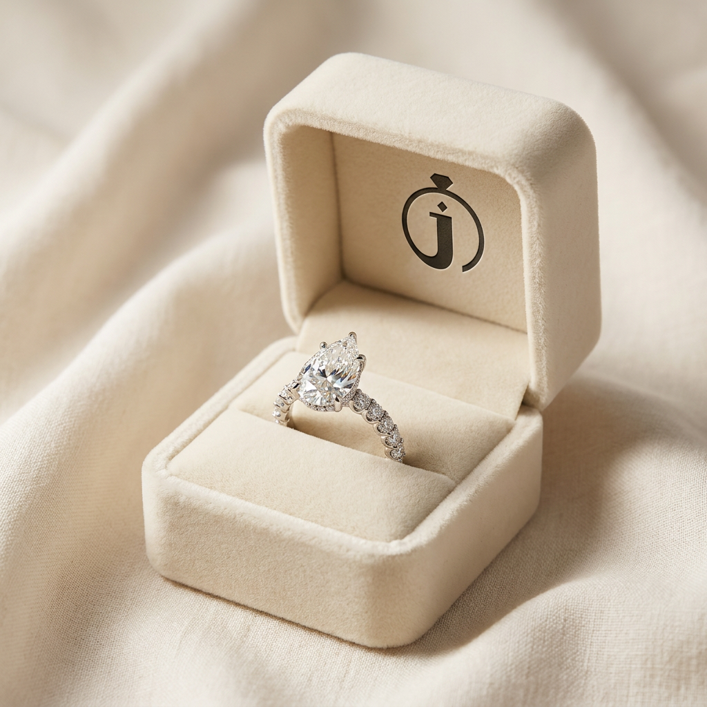 Moissanite 4.96 CT Pear & Round Cut Diamond Solitaire Ring