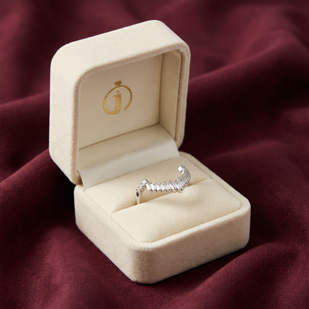 Moissanite 0.60 CT Baguette & Asscher Cut Diamond Ring