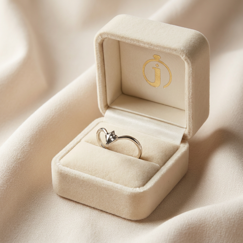 0.15 CT Kite Cut Salt and Pepper Diamond Ring (V-Pepper)