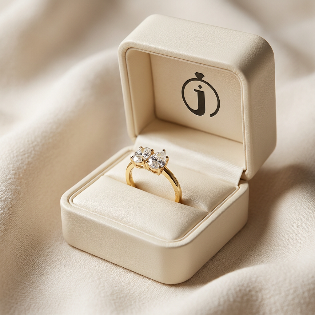 Lab Grown 1.50 CT Oval & Pear Cut Diamond Toi Et Moi Ring