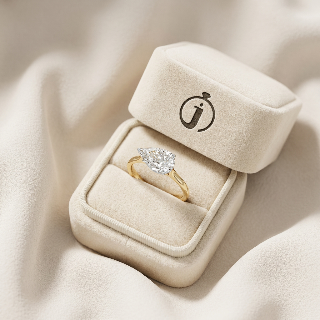 Moissanite 2.87 CT East-West Pear Cut Diamond Solitaire Ring