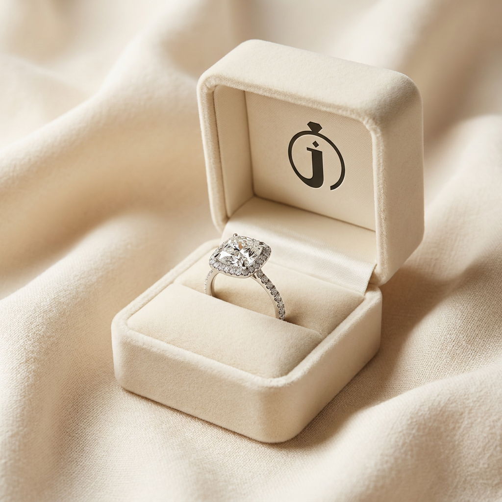 Moissanite 4.09 CT Cushion Cut Diamond Halo Ring