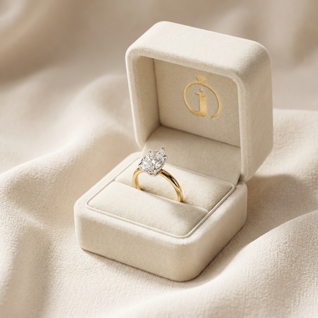 Moissanite 3.41 CT Pear Cut Diamond Solitaire Ring