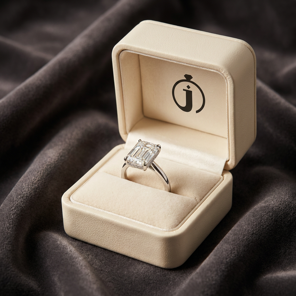 Moissanite 2.40 CT Emerald Cut Diamond Solitaire Ring