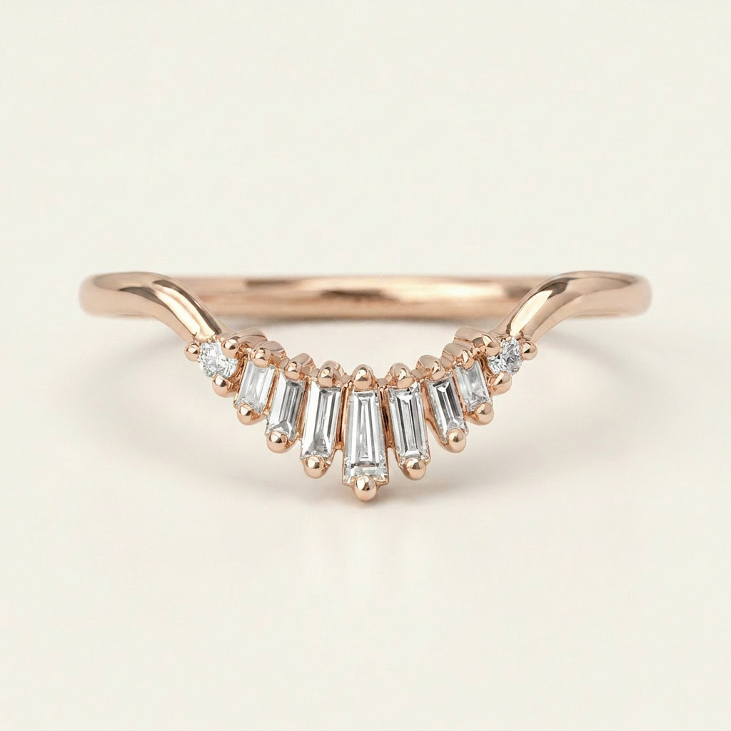 Moissanite 0.31 CT Baguette & Round Cut Diamond Ring
