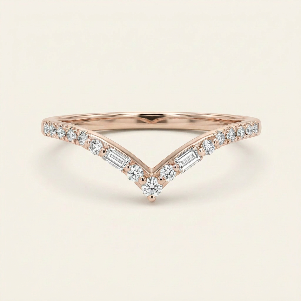 Moissanite 0.29 CT Baguette & Round Cut Diamond Ring