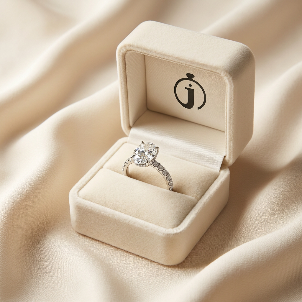 Moissanite 3.35 CT Oval & Round Cut Diamond Solitaire Ring