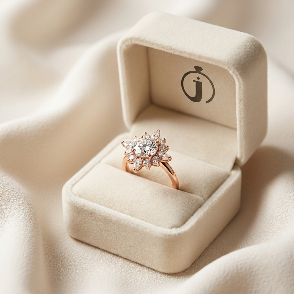 Moissanite 3.27 CT Round & Marquise Cut Diamond Cluster Ring