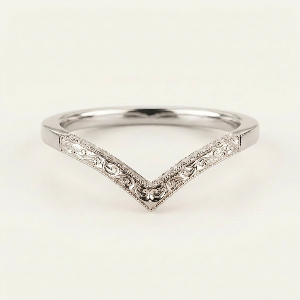 Vintage V-Shape Plain Wedding Band