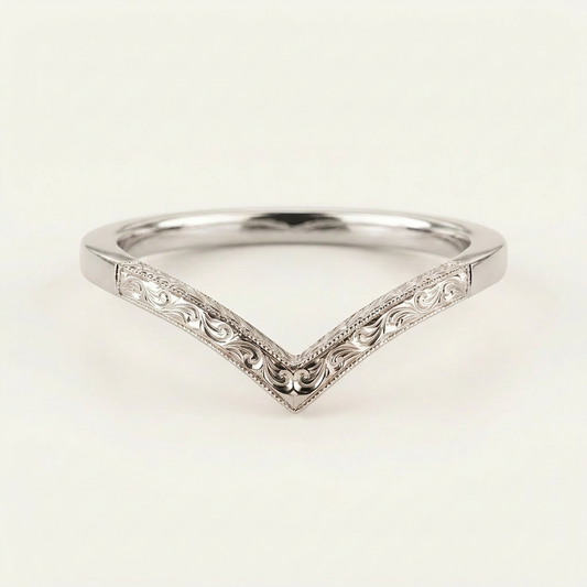 Vintage V-Shape Plain Wedding Band