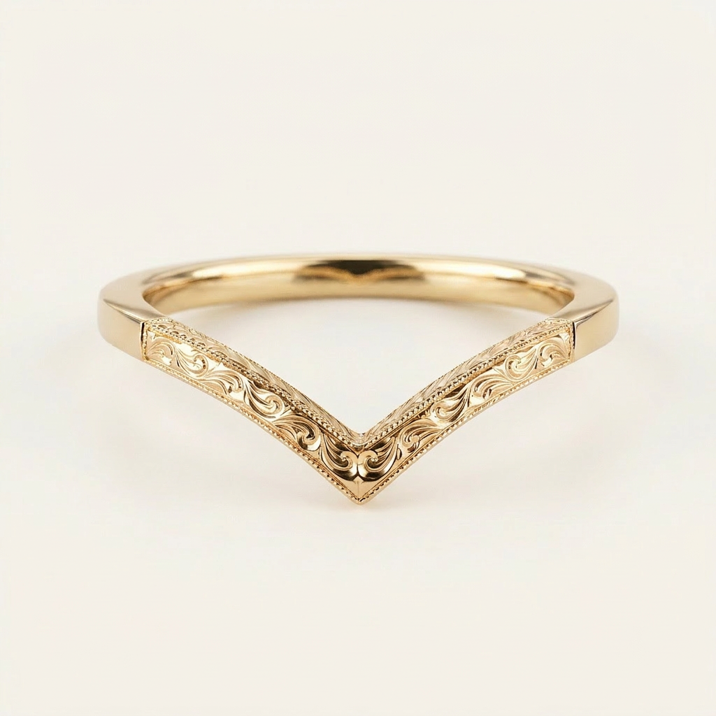 Vintage V-Shape Plain Wedding Band