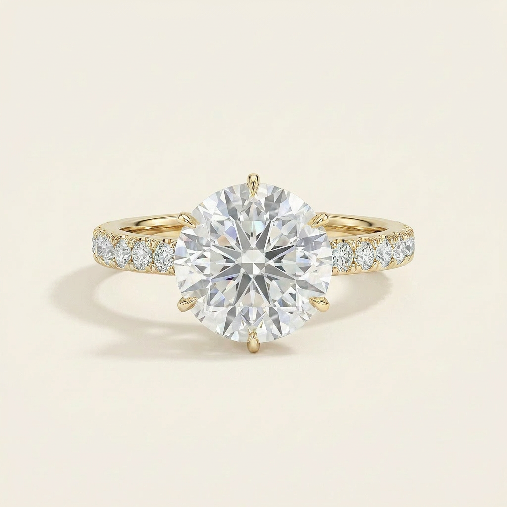 Moissanite 2.20 CT Round Cut Diamond Solitaire Ring