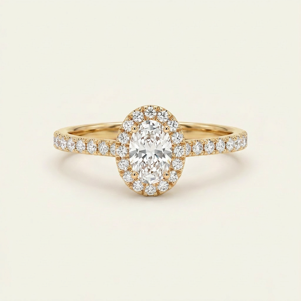 Moissanite 2.76 CT Oval & Round Cut Diamond Halo Ring