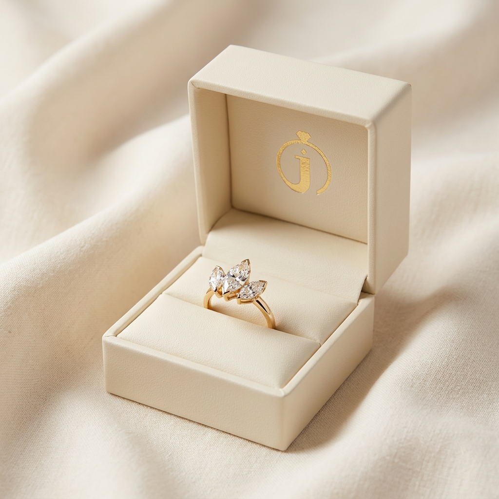 Lab Grown 1.00 CT Marquise Cut Diamond Three Stone Ring