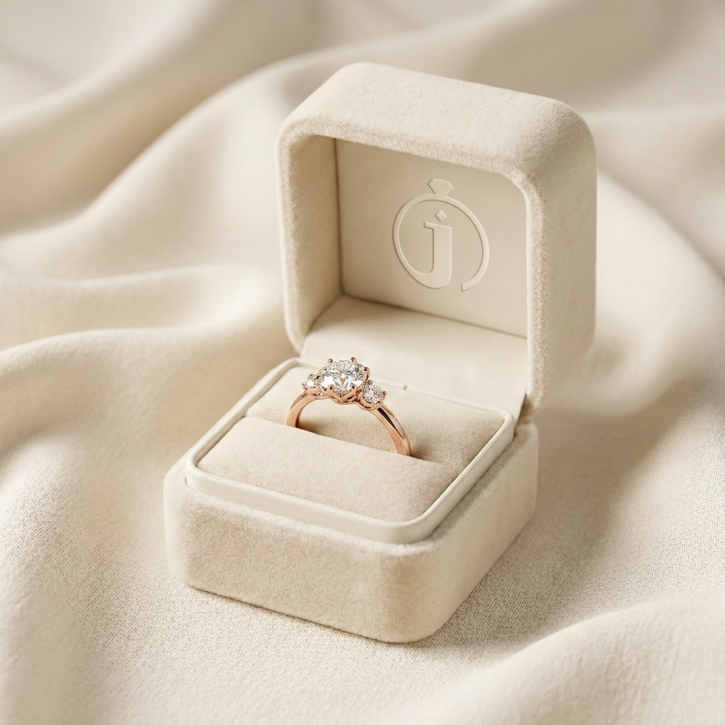 Lab Grown 0.80 CT Round Cut Diamond Three Stone Ring