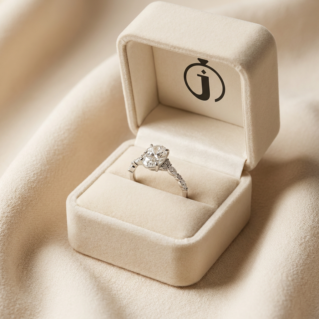 Moissanite 3.00 CT Oval & Round Cut Diamond Solitaire Ring (V-Midcentury)