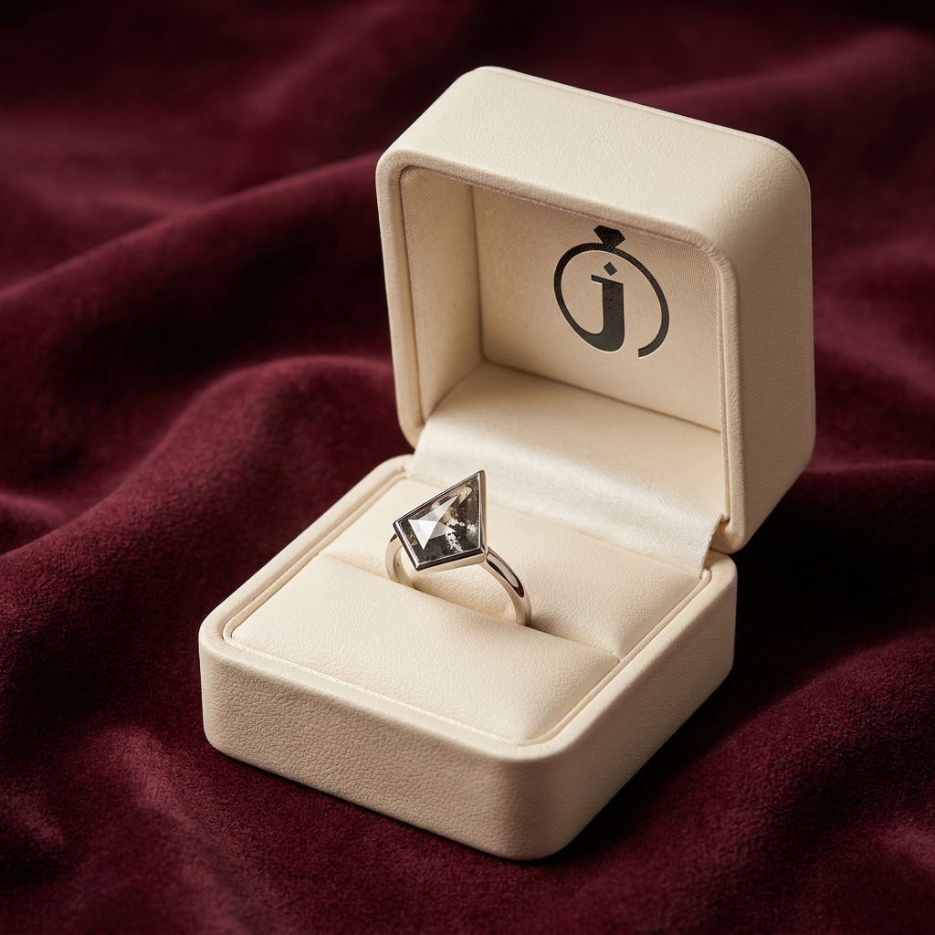 1.40 CT Kite Cut Salt and Pepper Diamond Solitaire Ring (V-Artdeco)