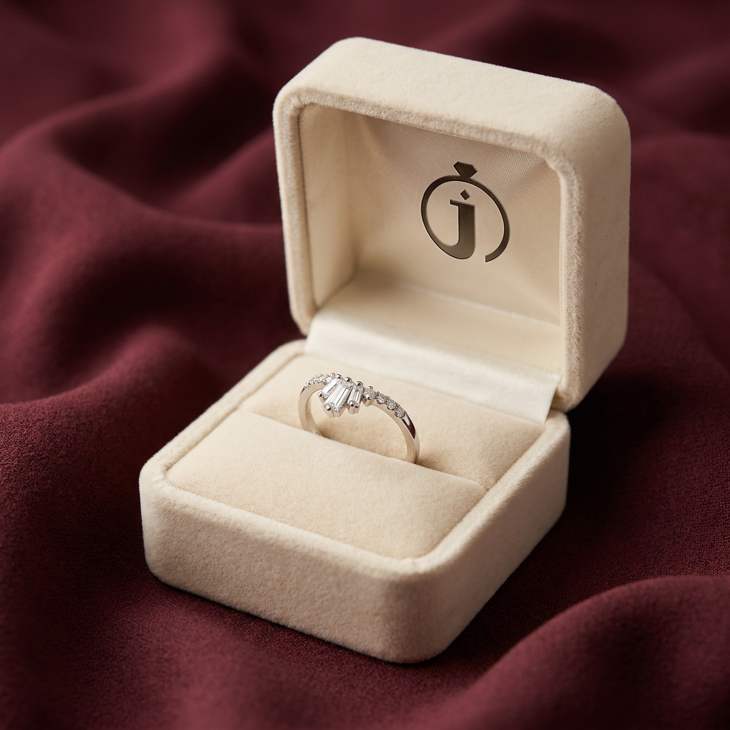 Moissanite 0.30 CT Baguette & Round Cut Diamond Ring