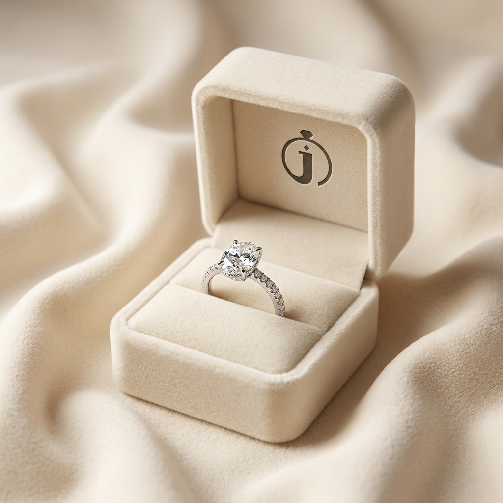 Moissanite 2.00 CT Oval Cut Hidden Halo Ring