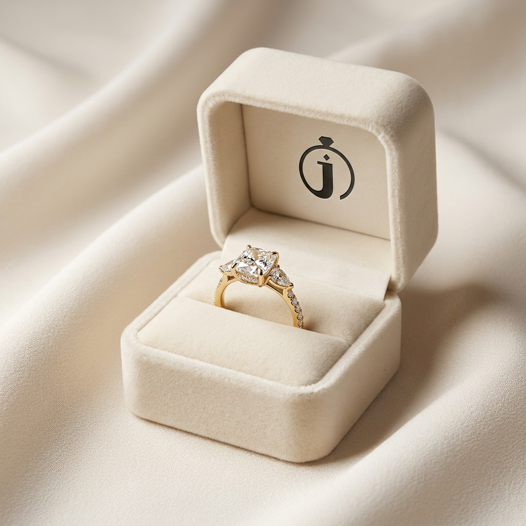 Lab Grown 3.00 CT Cushion & Pear Cut Diamond Three Stone Ring