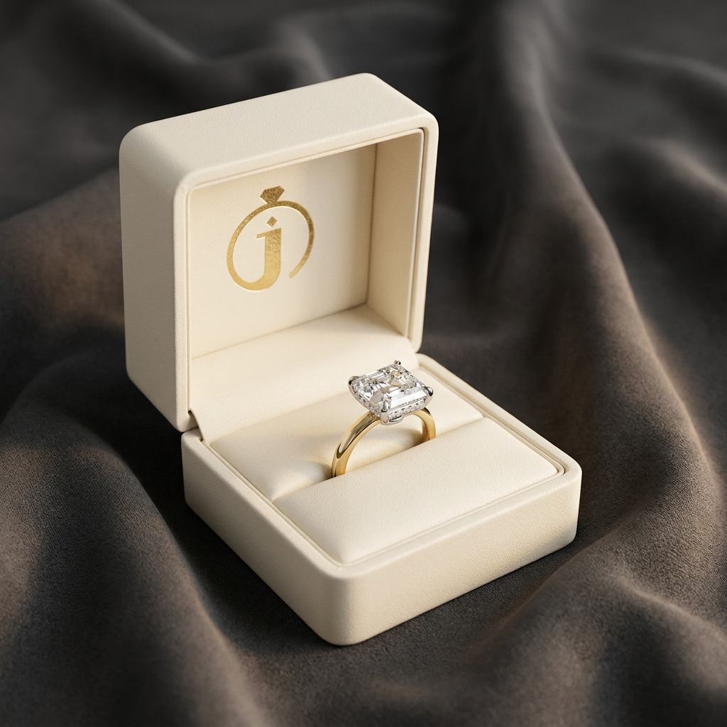 Moissanite 1.90 CT Asscher Cut Diamond Solitaire Ring