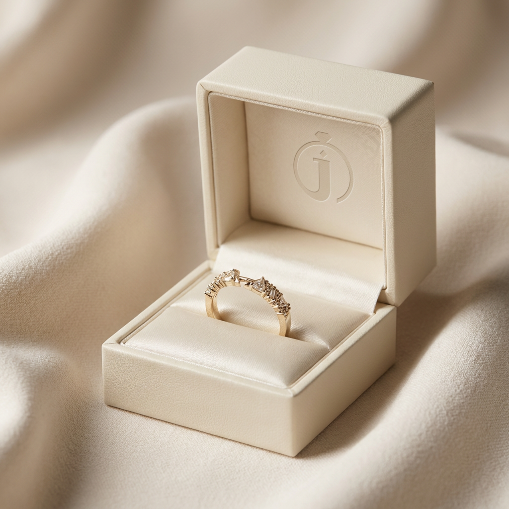 Moissanite 0.34 CT Baguette & Round Cut Diamond Ring