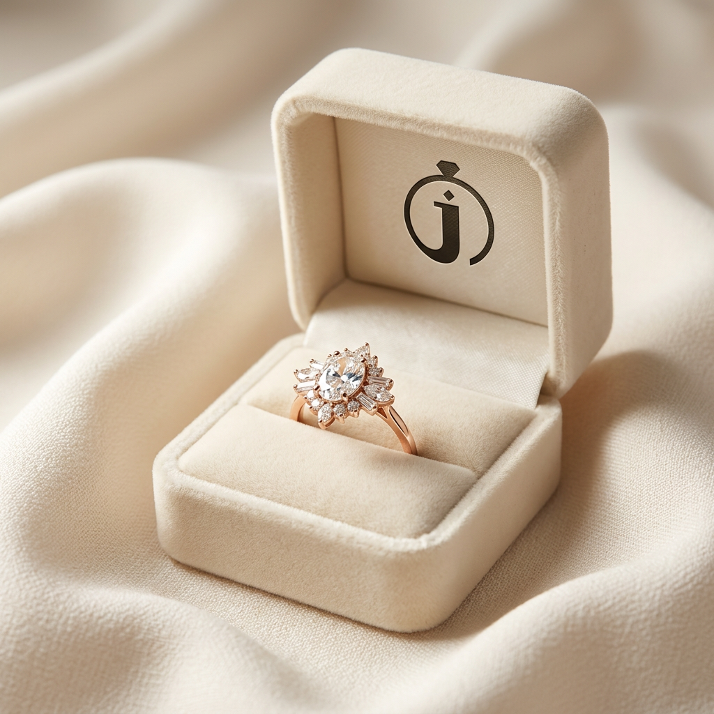 Moissanite 2.15 CT Oval & Round Cut Diamond Cluster Ring