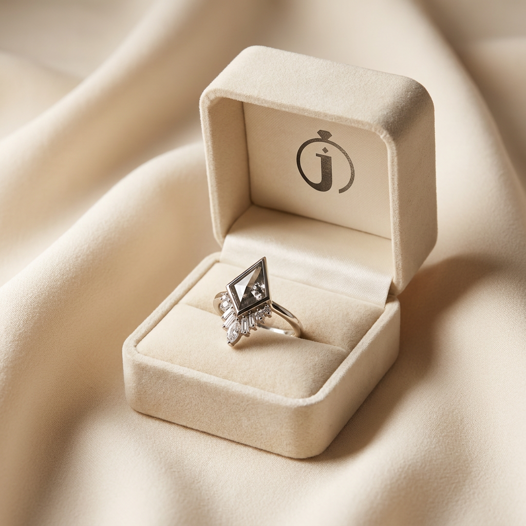 1.90 CT Kite & Round Cut Salt and Pepper Diamond Cluster Ring