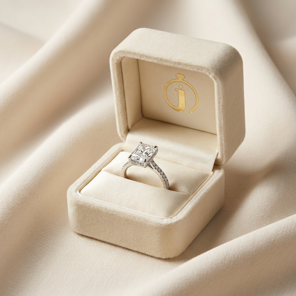 Lab Grown 2.00 CT Radiant Cut Diamond Pavé Solitaire Ring