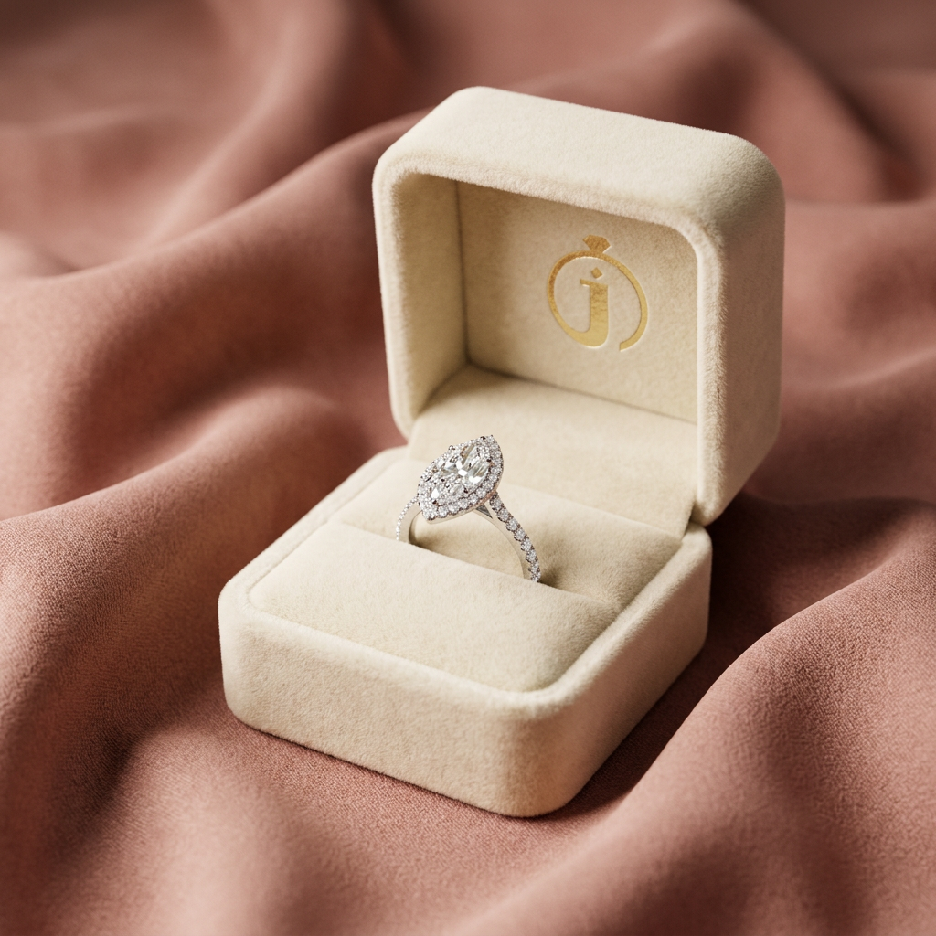 Moissanite 4.42 CT Marquise & Round Cut Diamond Halo Ring