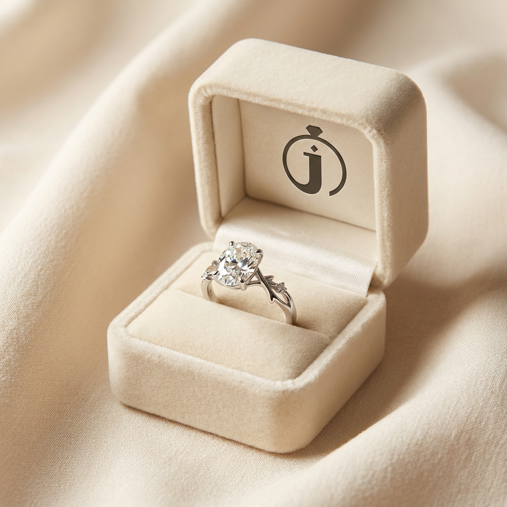 Moissanite 2.15 CT Oval & Round Cut Diamond Solitaire Ring