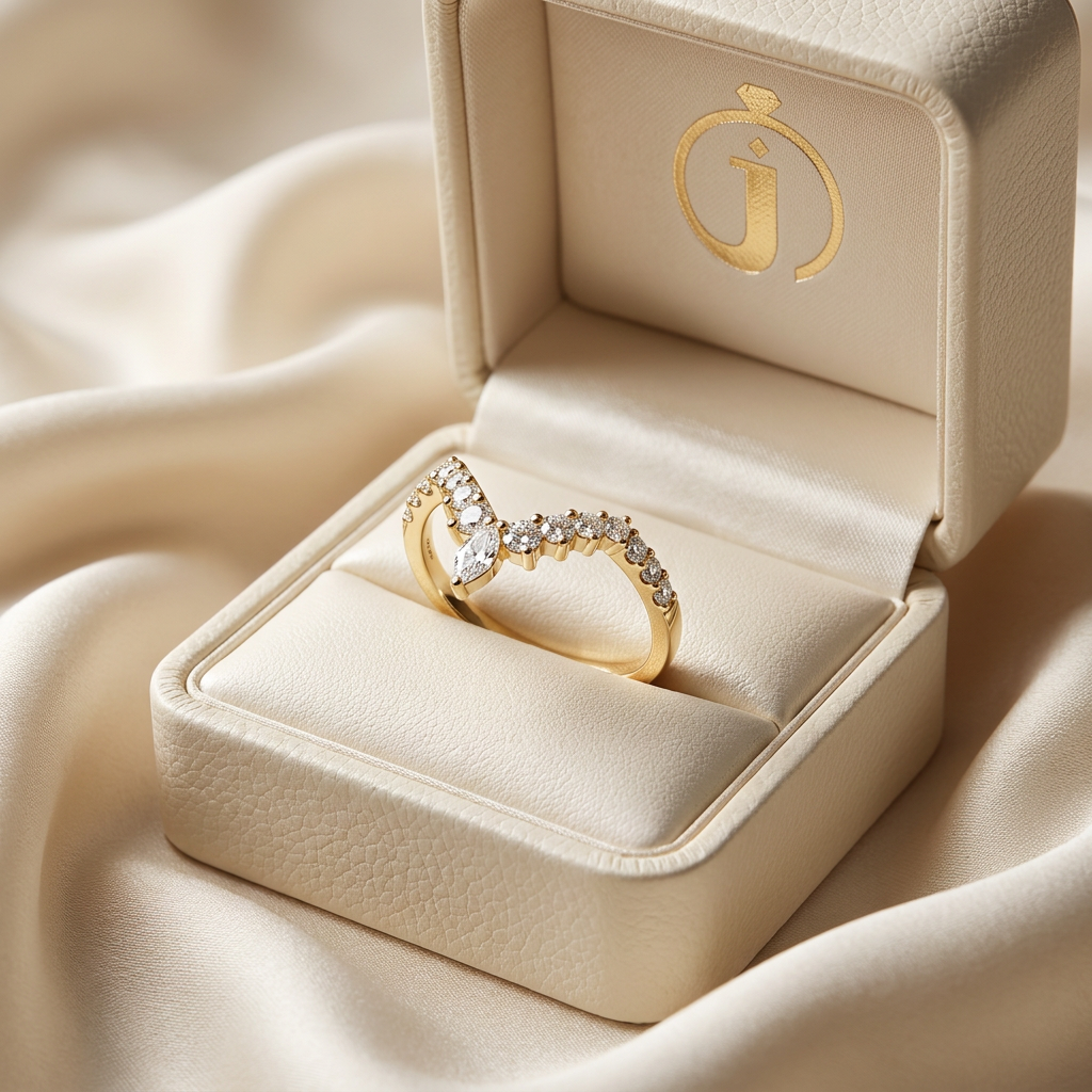 Moissanite 0.46 CT Marquise & Round Cut Diamond Ring