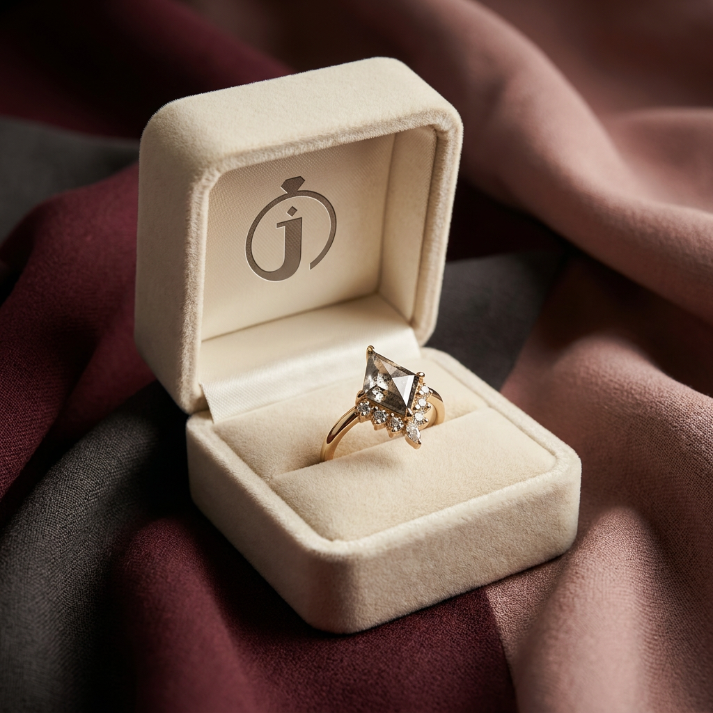 1.20 CT Kite & Round Cut Salt and Pepper Diamond Cluster Ring