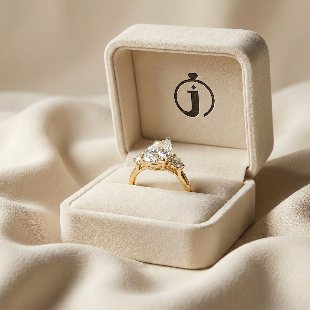 Moissanite 2.00 CT Pear & Round Cut Diamond Three Stone Ring