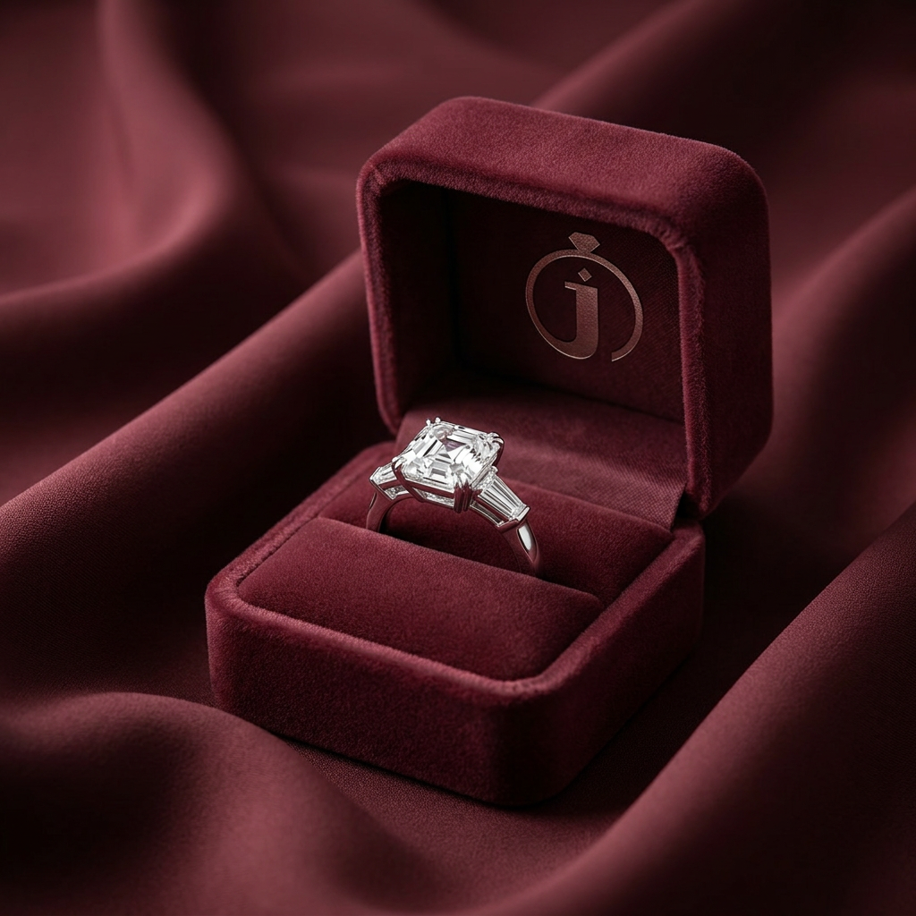 Moissanite 3.87 CT Asscher & Baguette Cut Diamond Three Stone Ring